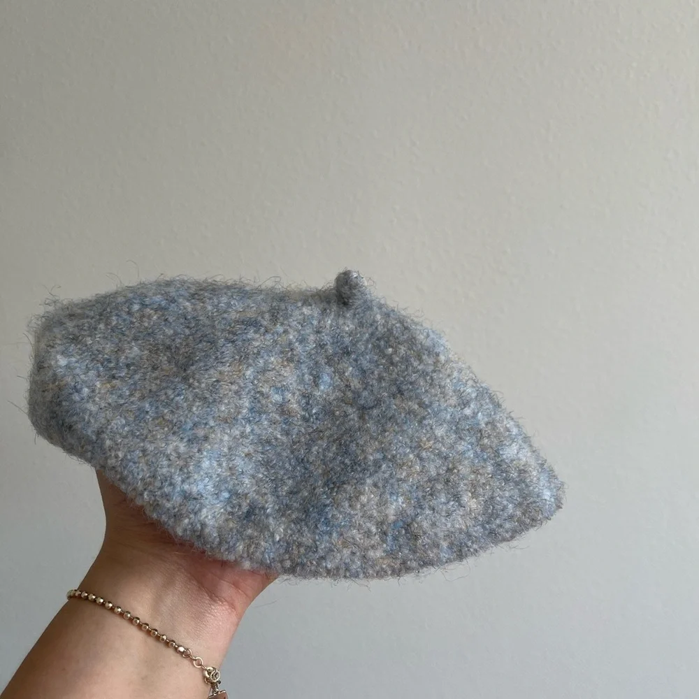 Cozy Blue and Gray Beret